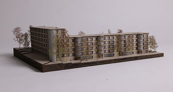 Image may contain: Apartment, Urban design, Scale model, Condominium, High-rise building.