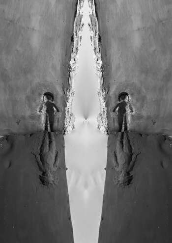 Image may contain: Monochrome photography, Black, Black and white, Reflection, Monochrome.
