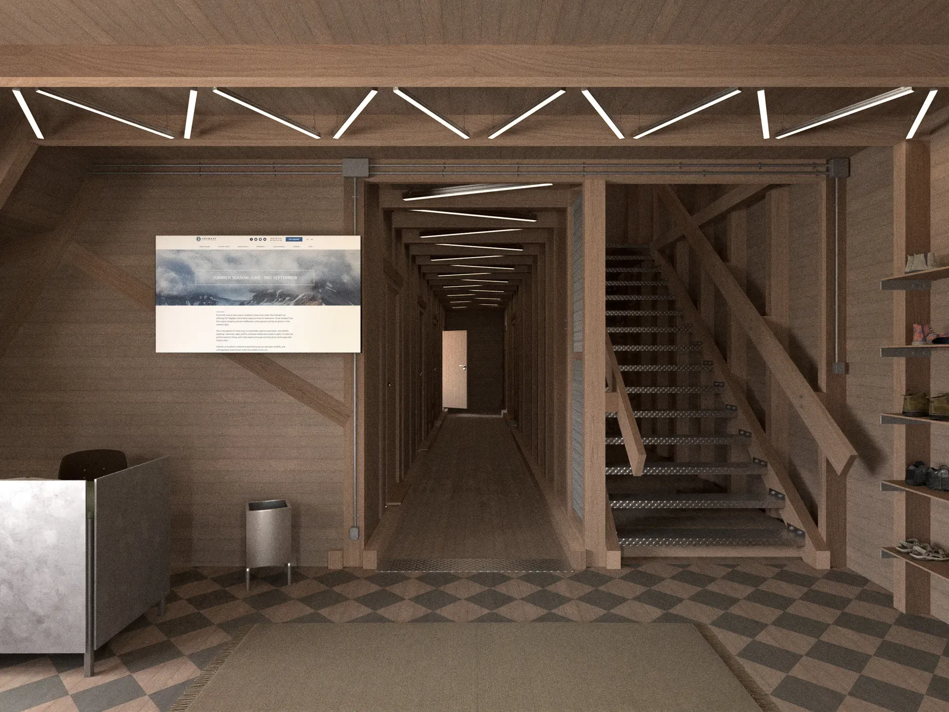Image may contain: Wood, Flooring, Floor, Composite material, Ceiling.