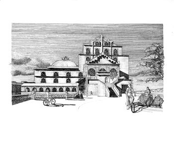 Image may contain: Drawing, Illustration, Sketch, Byzantine architecture, Dome.