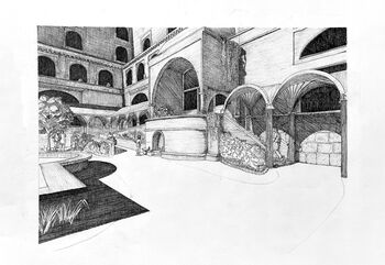 Image may contain: Arch, Sketch, Arcade.