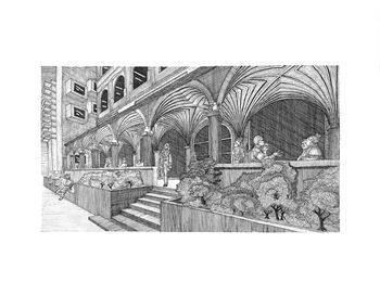 Image may contain: Arch, Drawing, Arcade, Sketch, Classical architecture.