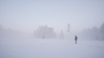 Image may contain: atmospheric phenomenon, Winter, Fog, Mist, Snow.