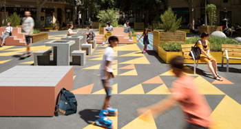 Image may contain: Public space, Recreation, Pedestrian, Leisure, Sidewalk.