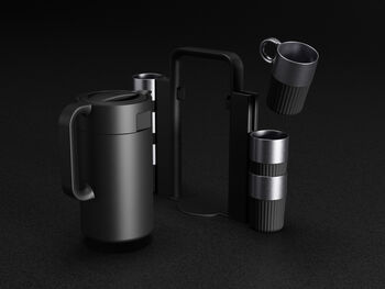 Image may contain: Cylinder, Vacuum flask, Plastic, Silver.