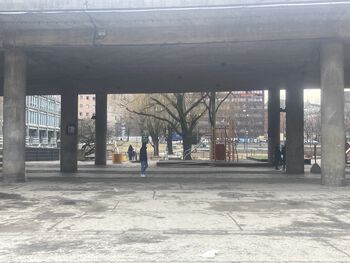 Image may contain: Road surface, Public space, Street, Concrete, Shade.