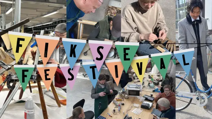 Verksted, reparasjoner, fiksefestival logo