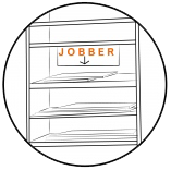 Illustration of a shelf. 